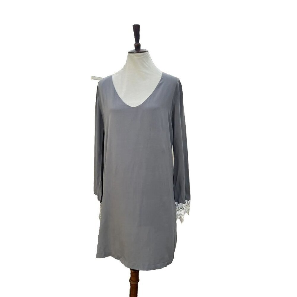 Swell Womens Gray Rosarito Bell Sleeve Crochet Detail Dress Size M L - Picture 9 of 11